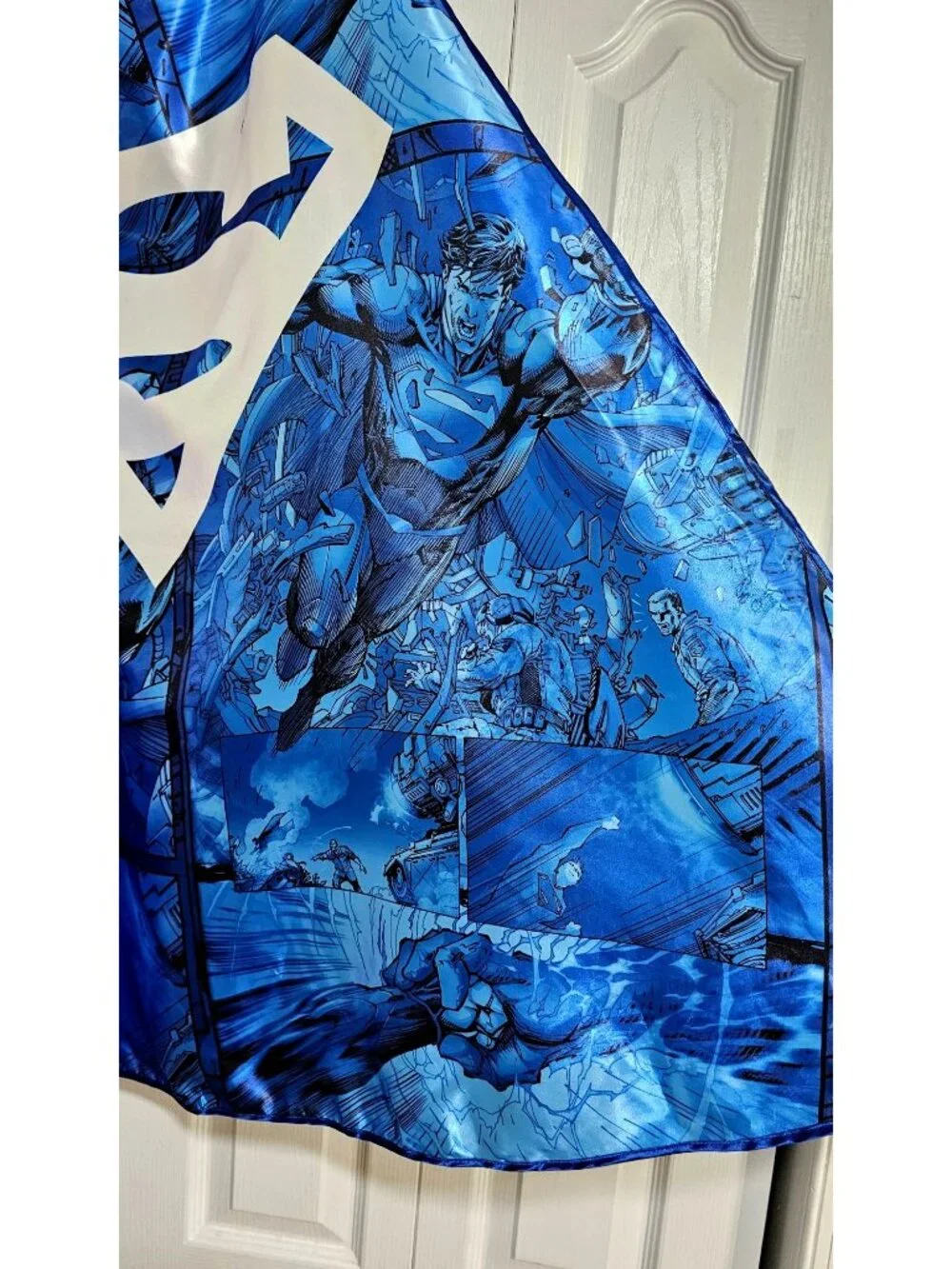 DC Comics New 52 Superman Print Cape Six Flags Satin Costume Justice League Blue
